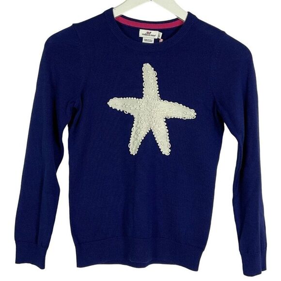 NWT Vineyard Vines Girls Starfish Sweater Girls Large/14, 100% Cotton